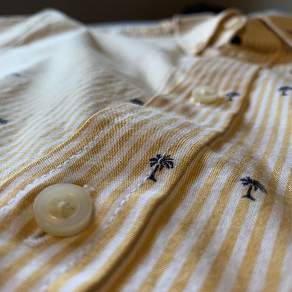 Men’s Good fellow Northrop Button Down Palm Tree Prints M Yellow White - Picture 1 of 9